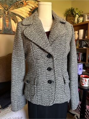 Vintage Marvin Richards black and white wool blend tweed blazer